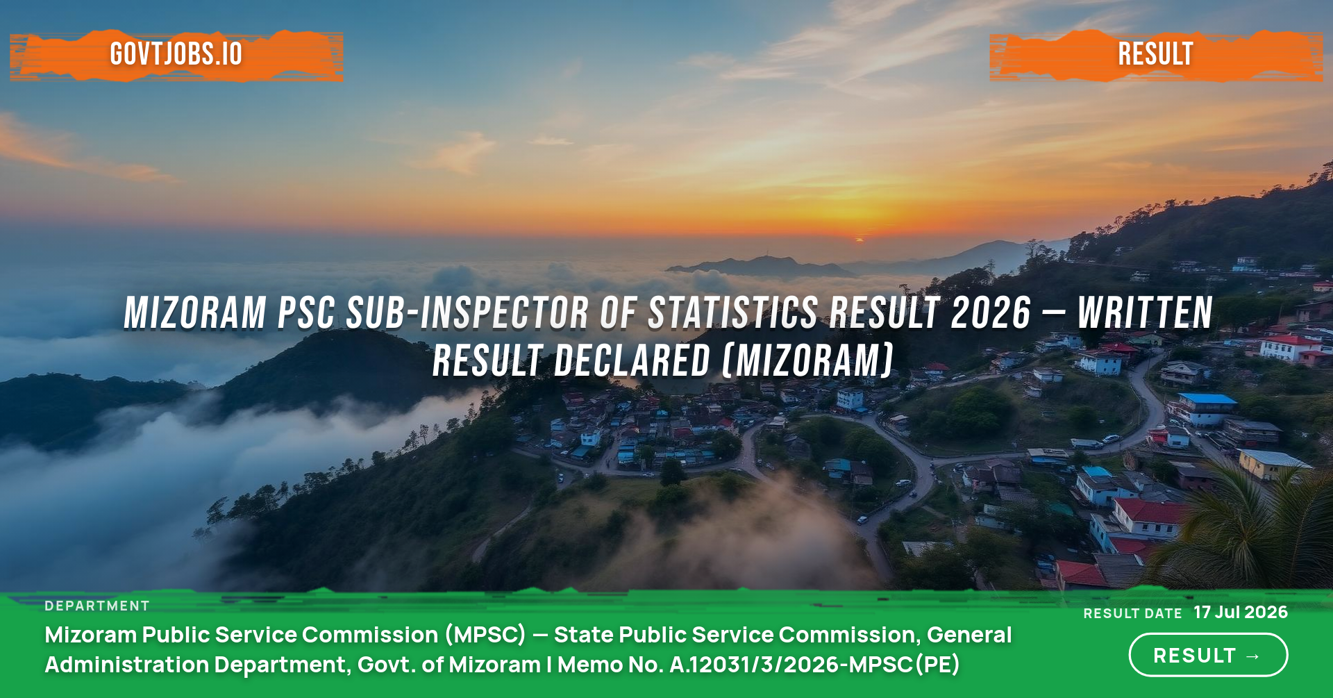 Mizoram PSC Sub-Inspector of Statistics Result 2026 — Written Result Declared (Mizoram)