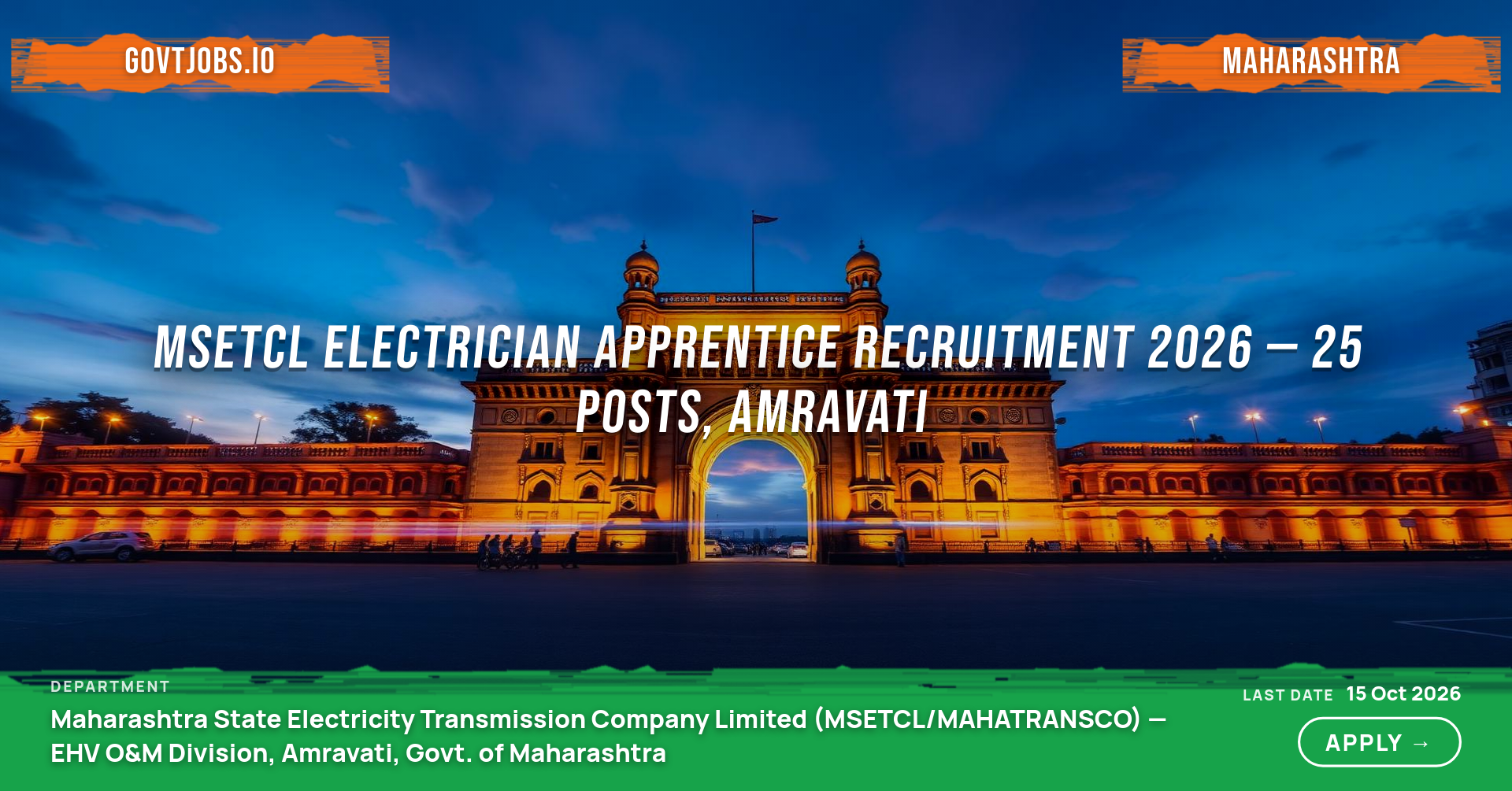 MSETCL Electrician Apprentice Recruitment 2026 — 25 Posts, Amravati