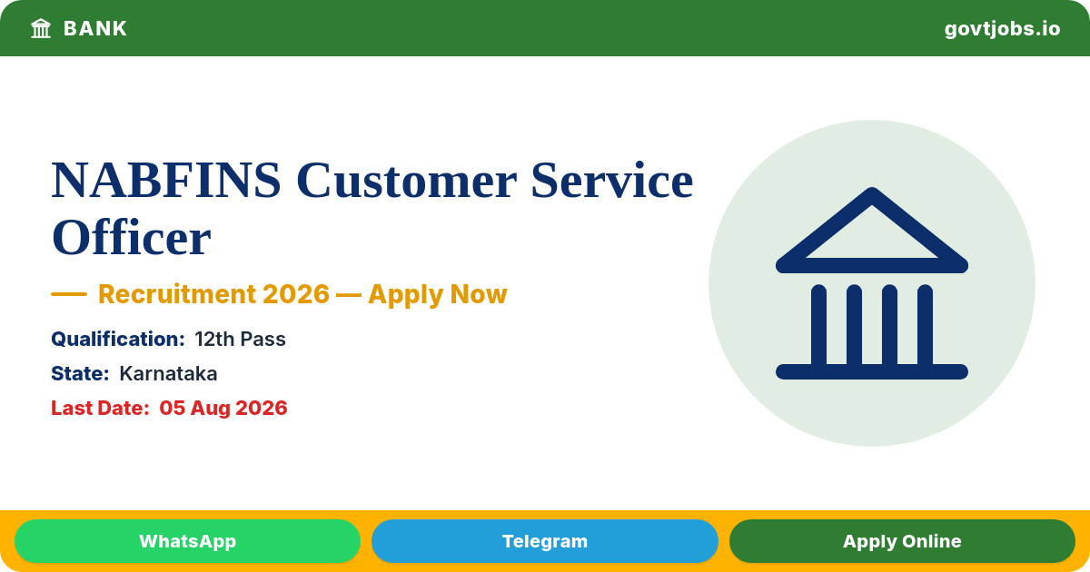 NABFINS Customer Service Officer Recruitment 2026 — CSO Posts, Apply by 05 August