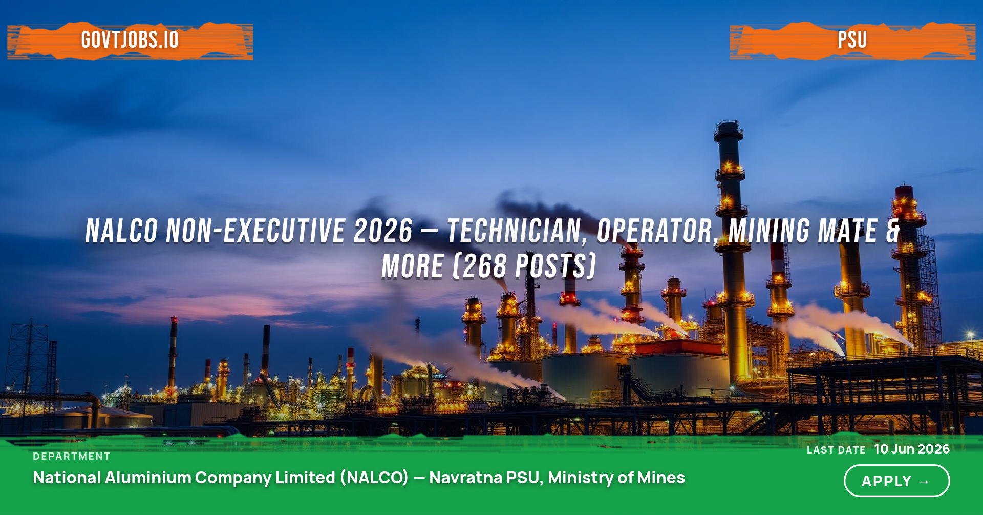 NALCO Non-Executive 2026 — Technician, Operator, Mining Mate & More (268 Posts)