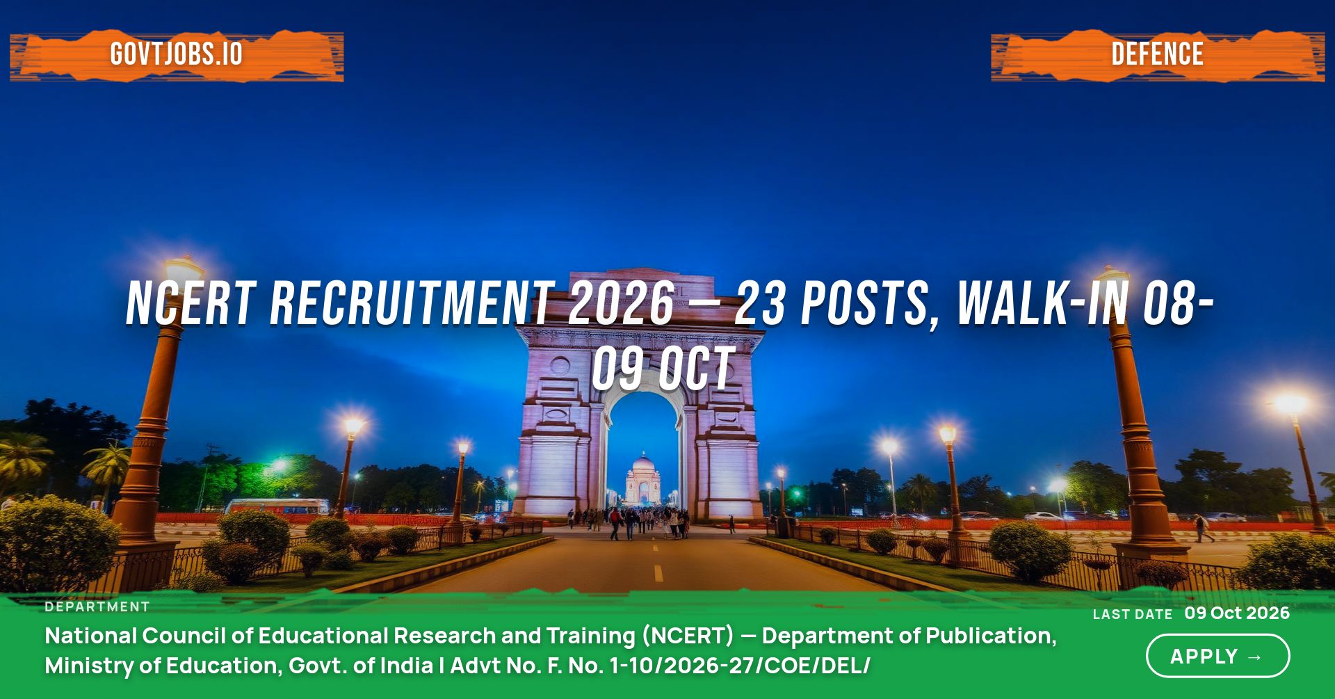 NCERT Recruitment 2026 — 23 Posts, Walk-in 08-09 Oct