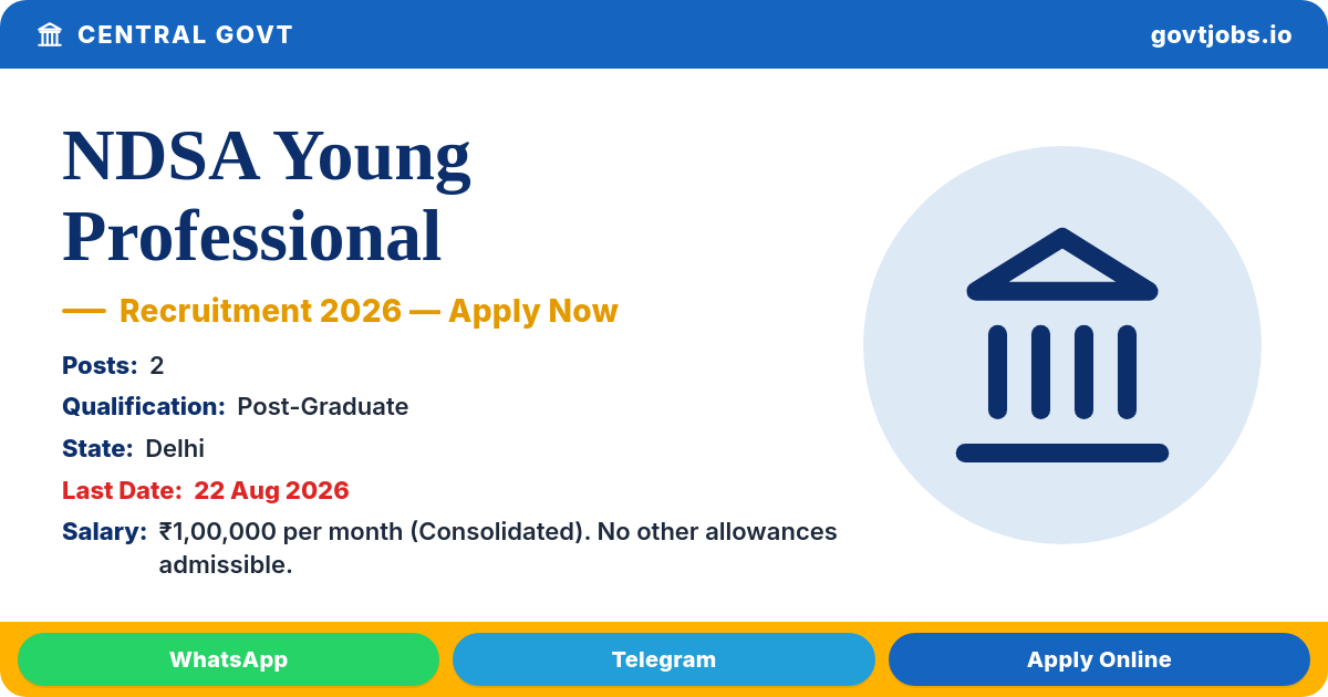 NDSA Young Professional 2026 — 2 Posts, Apply by 22 Aug