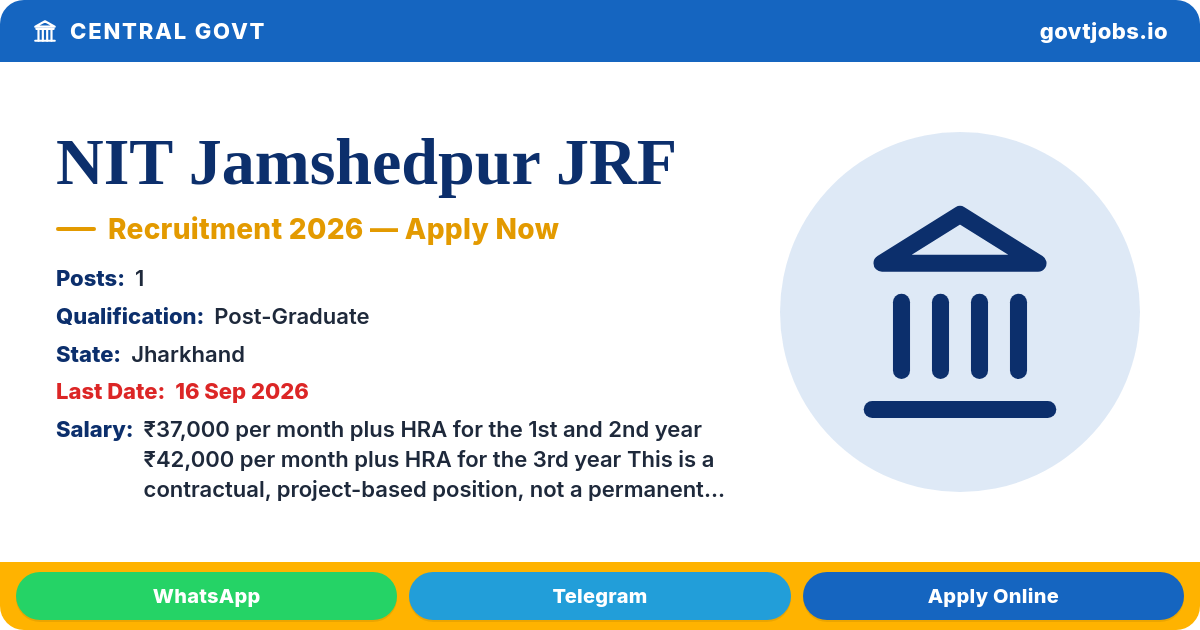 NIT Jamshedpur JRF (Electrical Engineering) 2026 — 1 Post, 16 Sep