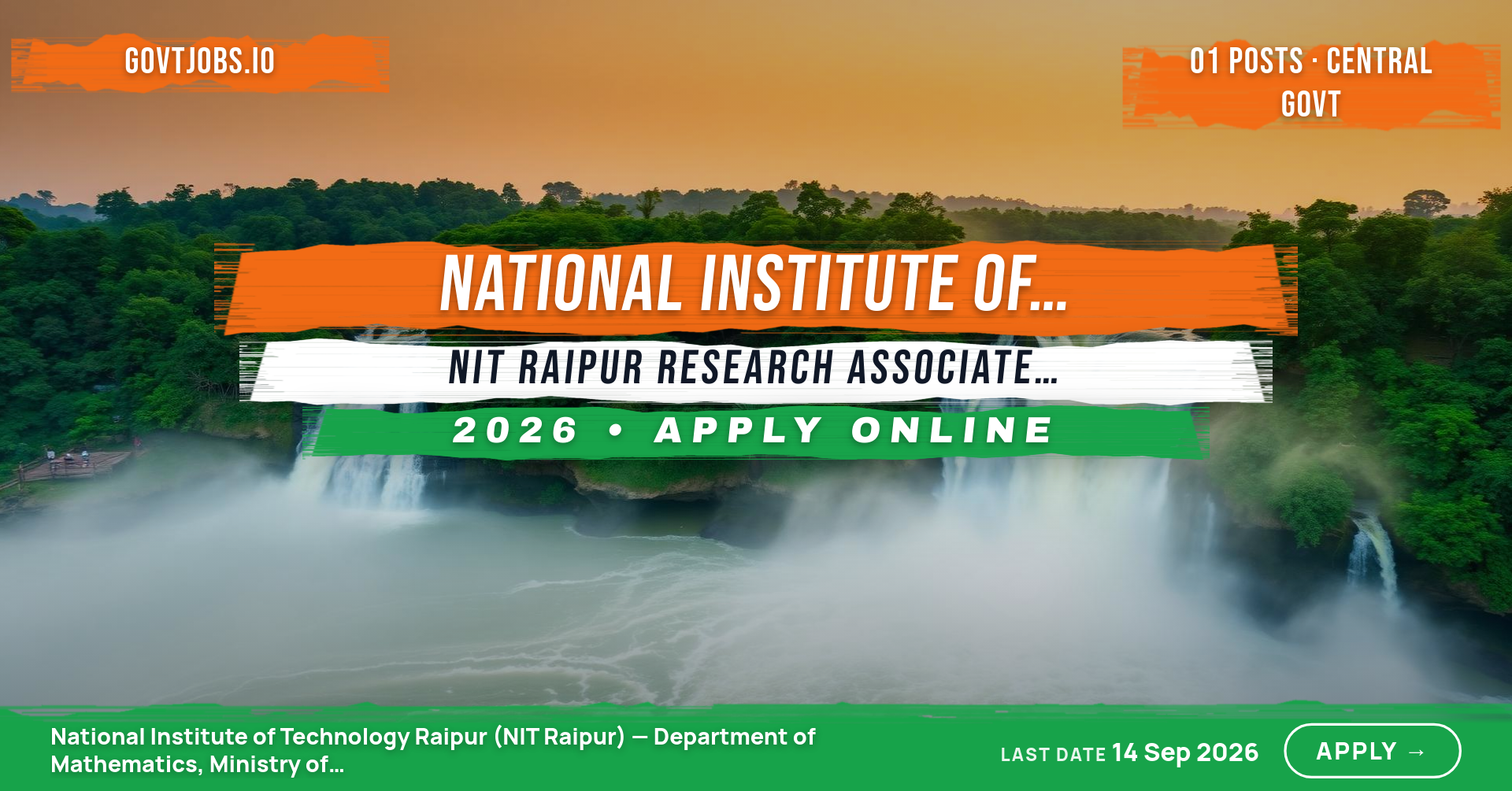 NIT Raipur Research Associate Recruitment 2026 (Mathematics) — 1 Post