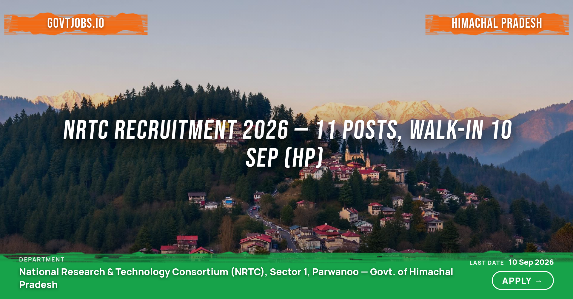 NRTC Recruitment 2026 — 11 Posts, Walk-in 10 Sep (HP)