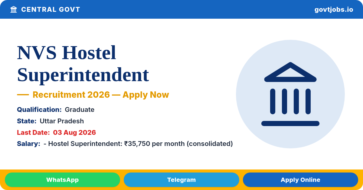 NVS Hostel Superintendent Recruitment 2026