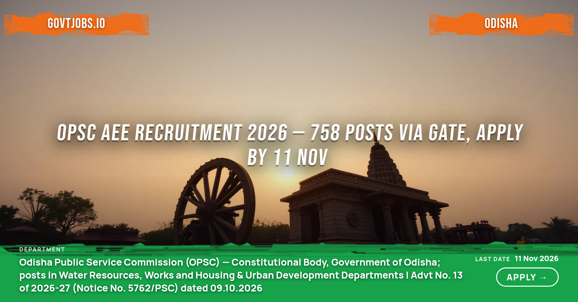 OPSC AEE Recruitment 2026 — 758 Posts via GATE, Apply by 11 Nov
