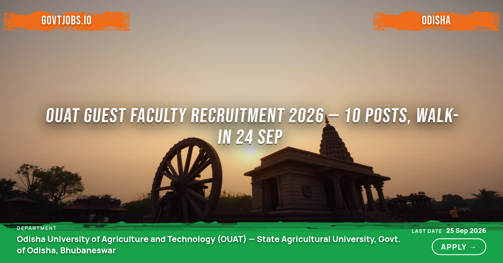 OUAT Guest Faculty Recruitment 2026 — 10 Posts, Walk-in 24 Sep