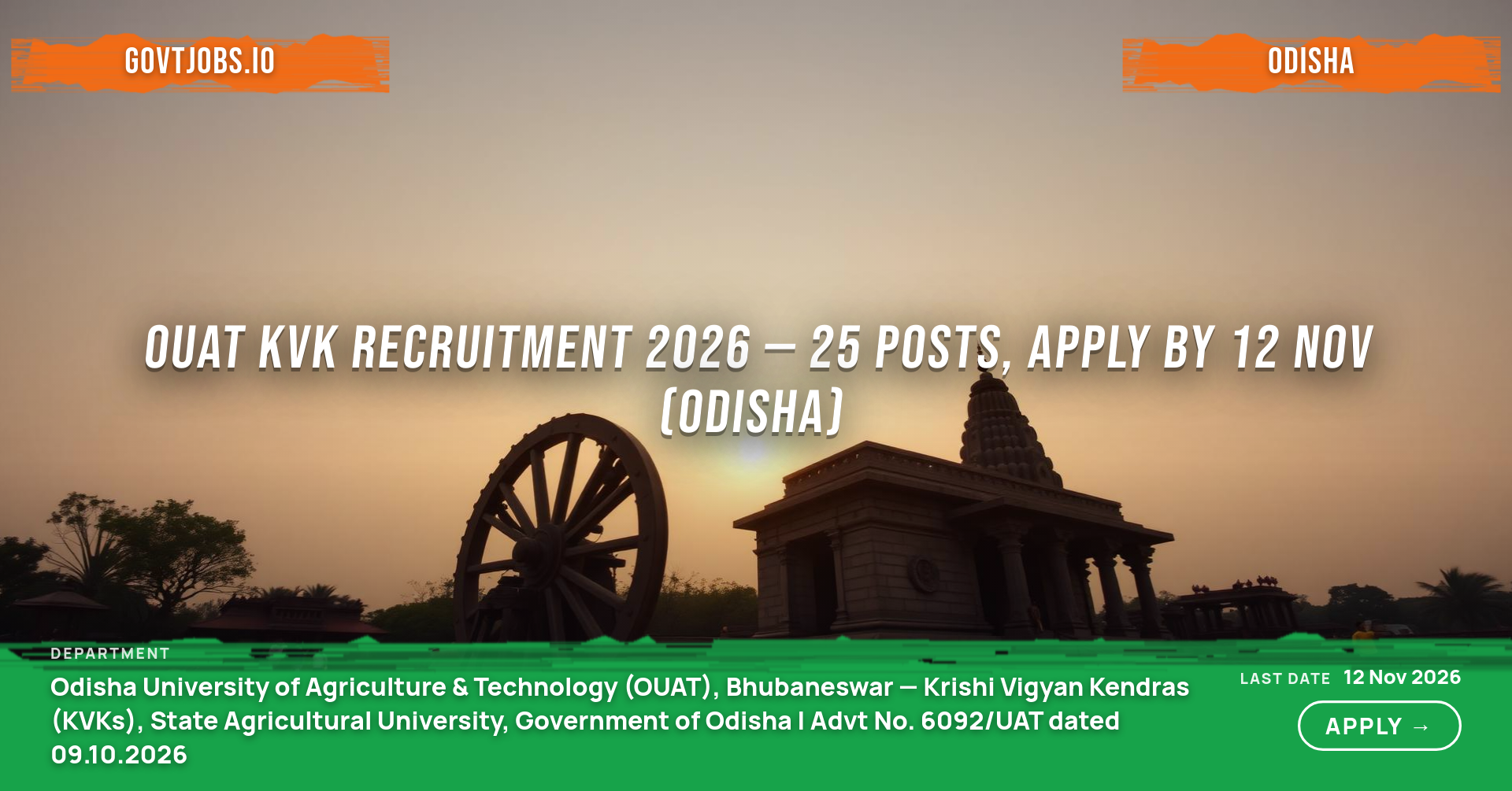 OUAT KVK Recruitment 2026 — 25 Posts, Apply by 12 Nov (Odisha)