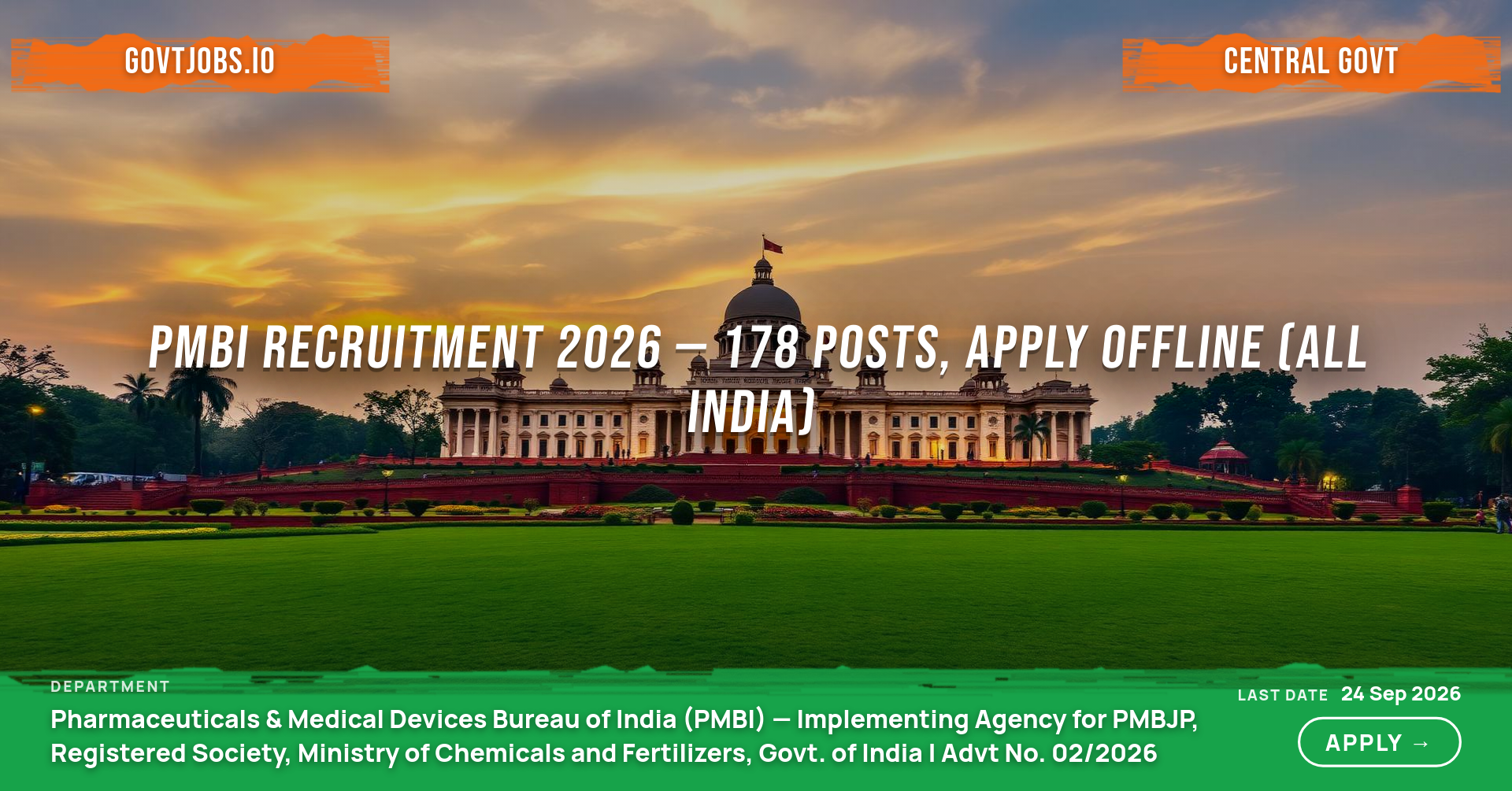 PMBI Recruitment 2026 — 178 Posts, Apply Offline (All India)