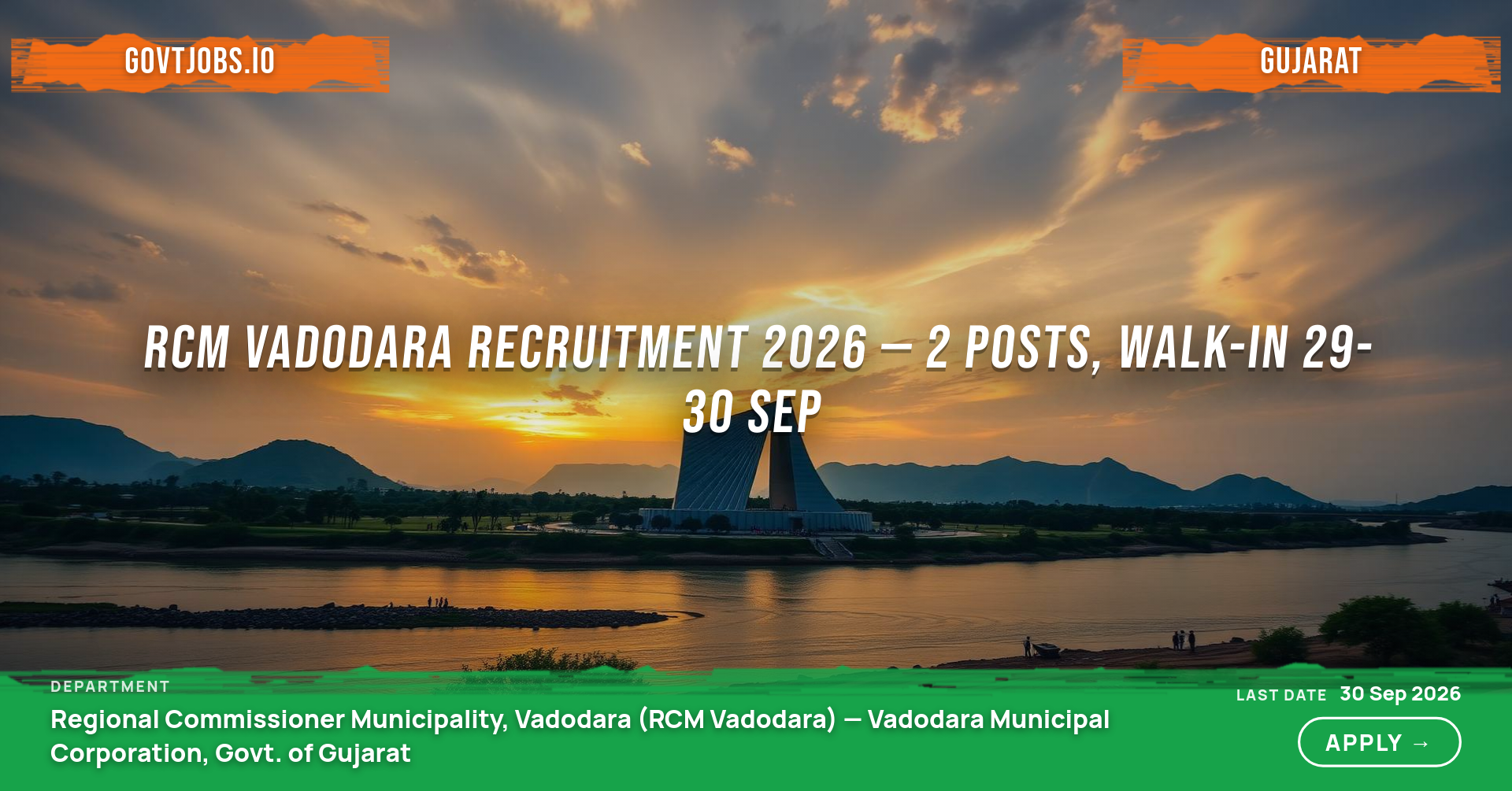 RCM Vadodara Recruitment 2026 — 2 Posts, Walk-in 29-30 Sep