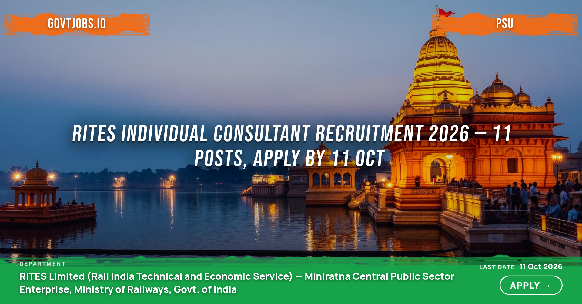 RITES Individual Consultant Recruitment 2026 — 11 Posts, Apply by 11 Oct