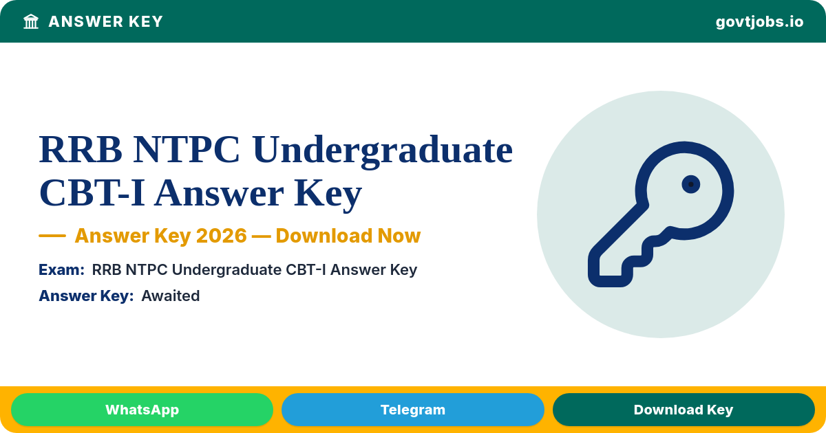 RRB NTPC Undergraduate CBT-I Answer Key 2026 — Response Sheet & Objection Window