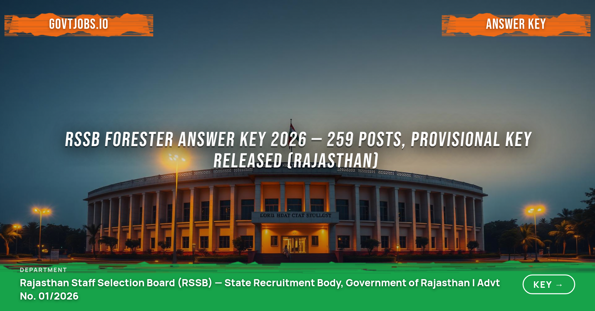 RSSB Forester Answer Key 2026 — 259 Posts, Provisional Key Released (Rajasthan)