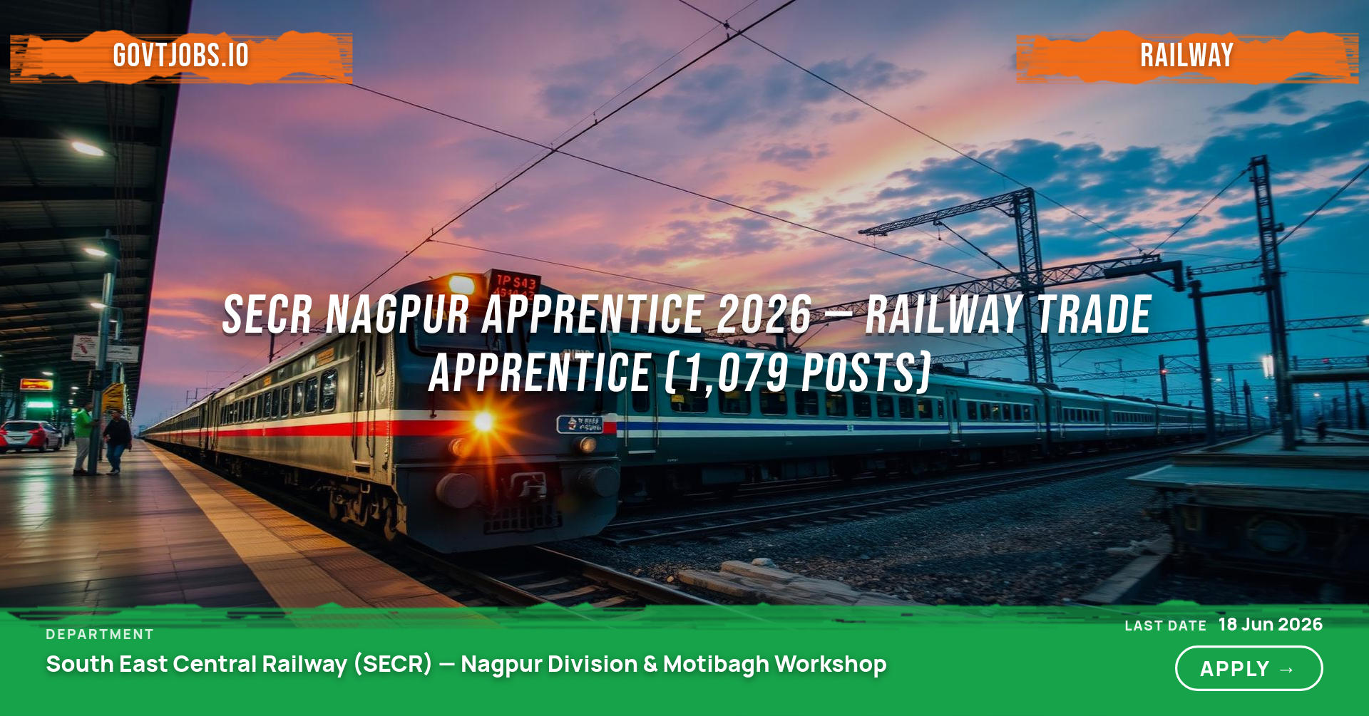 SECR Nagpur Apprentice 2026 — Railway Trade Apprentice (1,079 Posts)