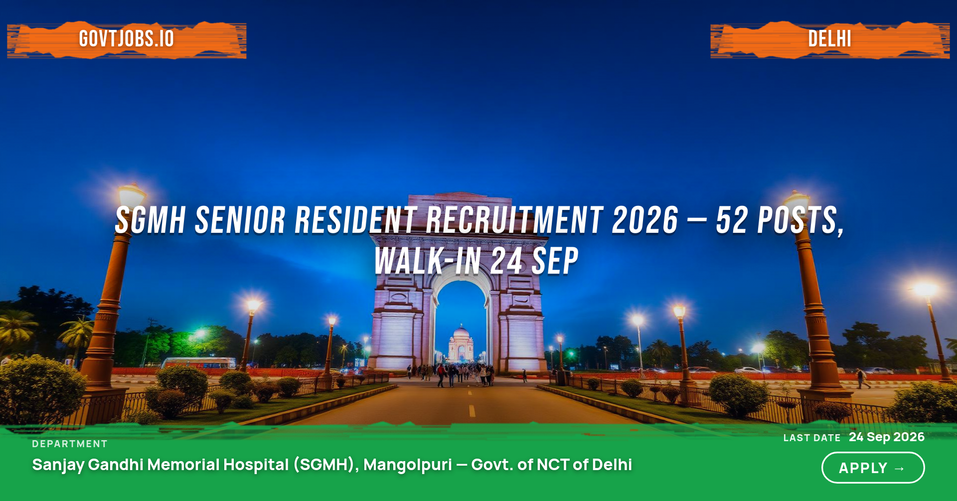SGMH Senior Resident Recruitment 2026 — 52 Posts, Walk-in 24 Sep