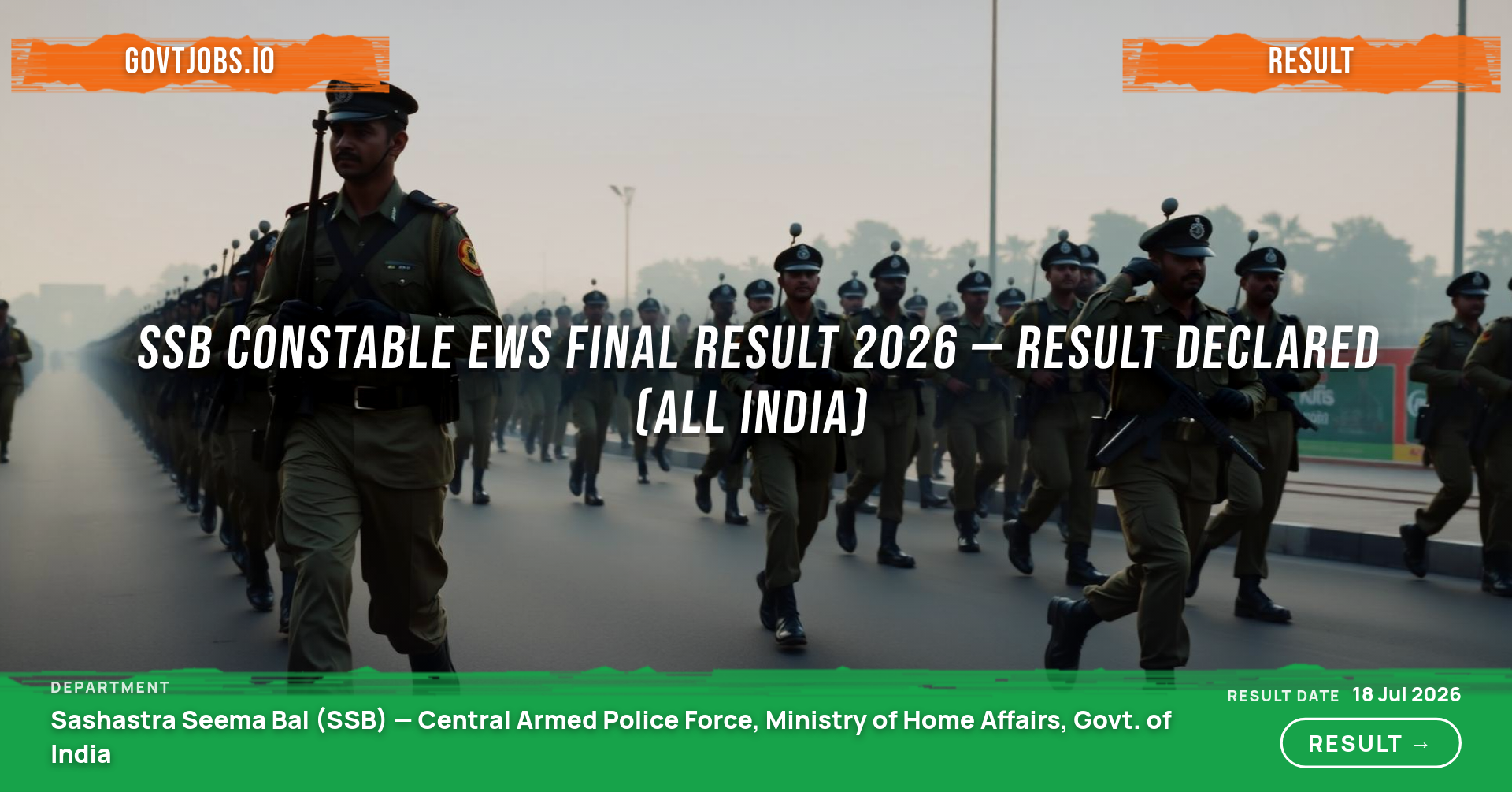 SSB Constable EWS Final Result 2026 — Result Declared (All India)
