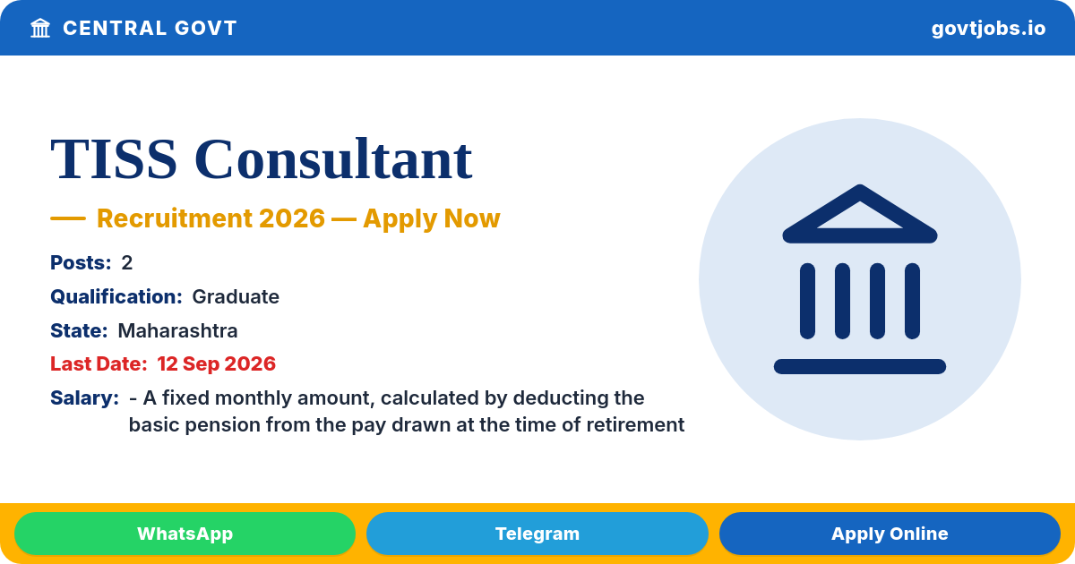 TISS Consultant Recruitment 2026 — 2 Posts, Apply by 12 Sep