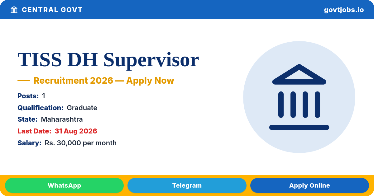 TISS DH Supervisor Recruitment 2026 — 1 Post