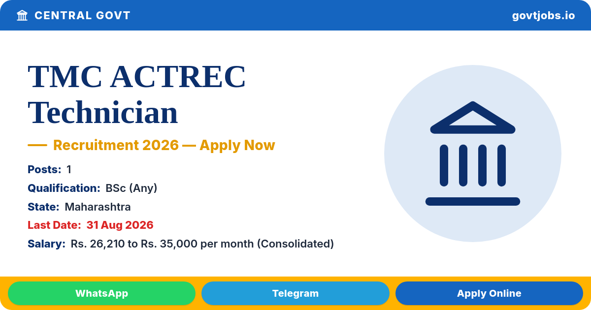TMC ACTREC Technician (Radio Diagnosis) Recruitment 2026