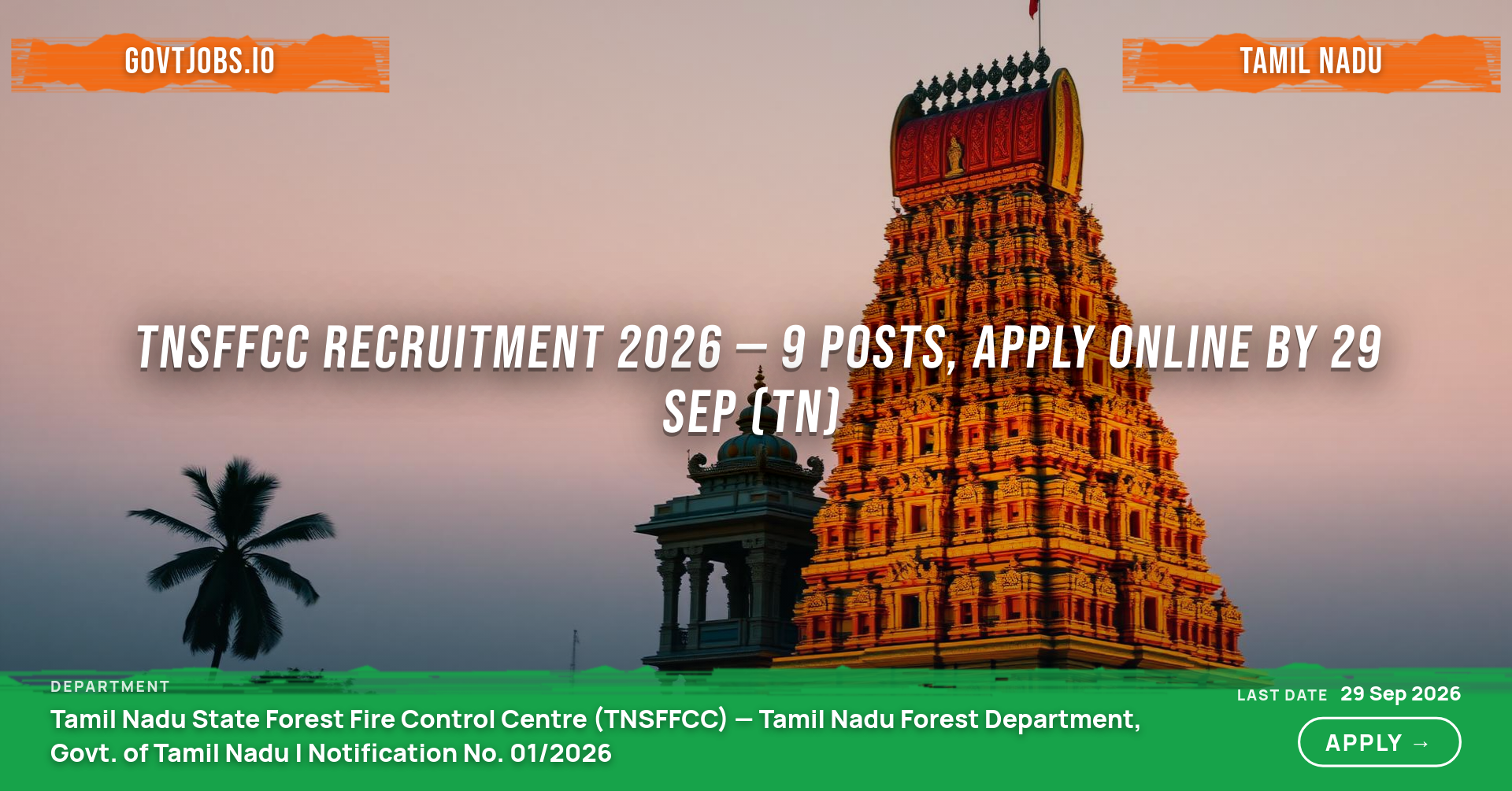 TNSFFCC Recruitment 2026 — 9 Posts, Apply Online by 29 Sep (TN)