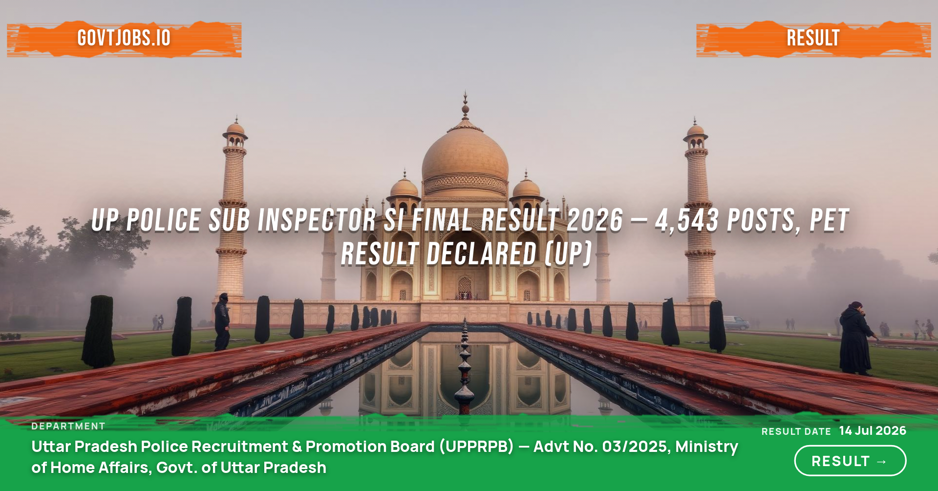UP Police Sub Inspector SI Final Result 2026 — 4,543 Posts, PET Result Declared (UP)