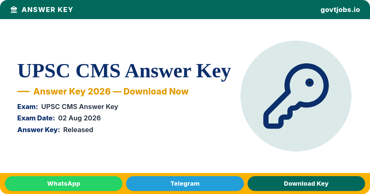 UPSC CMS Answer Key 2026 — Combined Medical Services, Objection Window Open (All India)