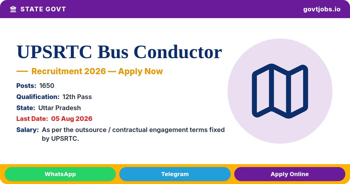 UPSRTC Bus Conductor 2026 — 1,650+ Parichalak Posts, No Fee (Uttar Pradesh)