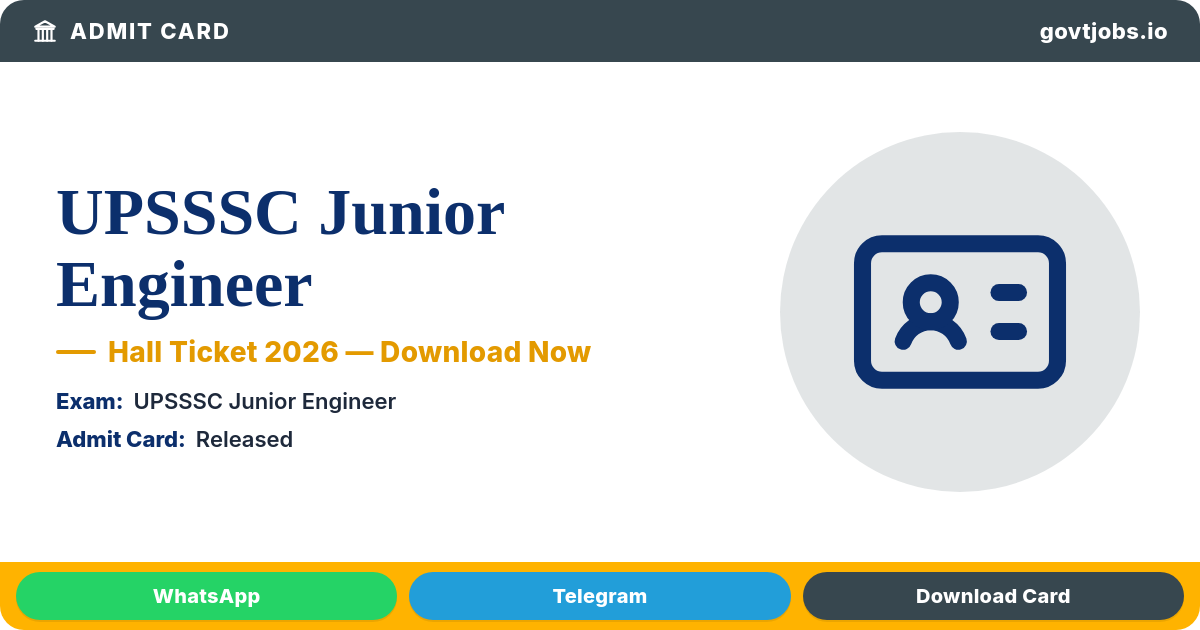UPSSSC Junior Engineer (Civil) Admit Card 2026 — Exam City Details Out