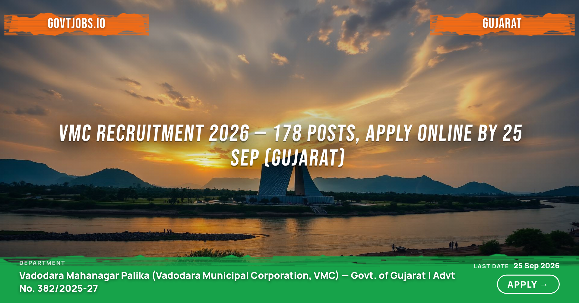 VMC Recruitment 2026 — 178 Posts, Apply Online by 25 Sep (Gujarat)