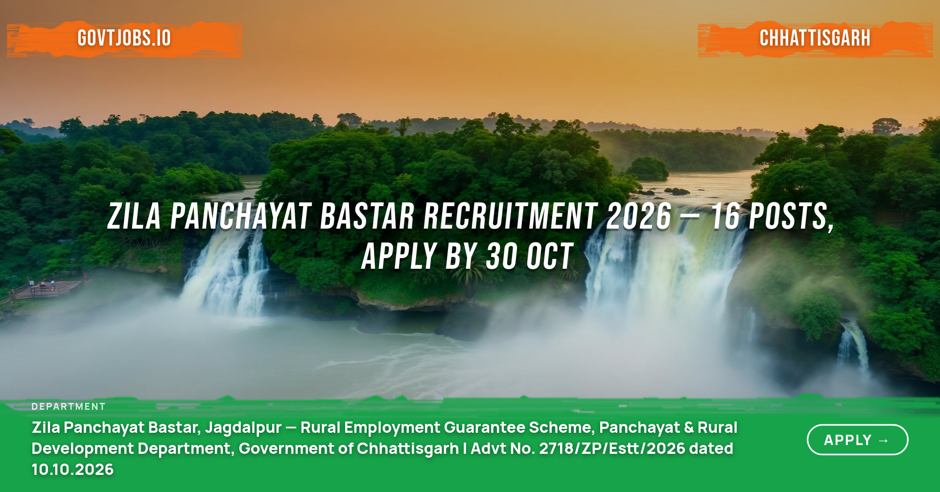 Zila Panchayat Bastar Recruitment 2026 — 16 Posts, Apply by 30 Oct ...